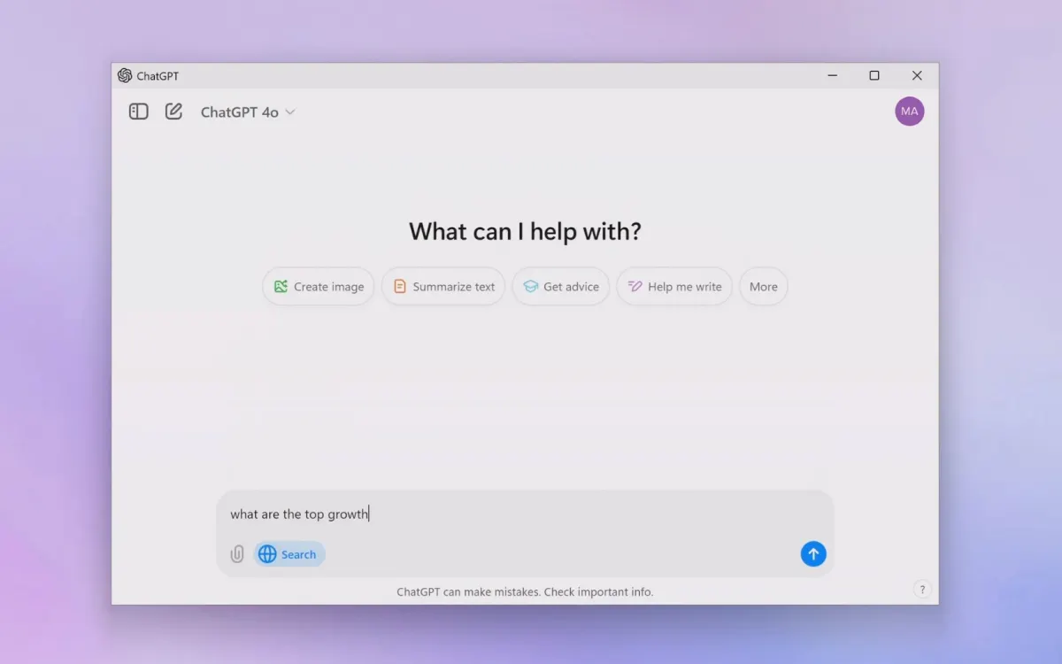 The desktop application ChatGPT for Windows is now free for everyone